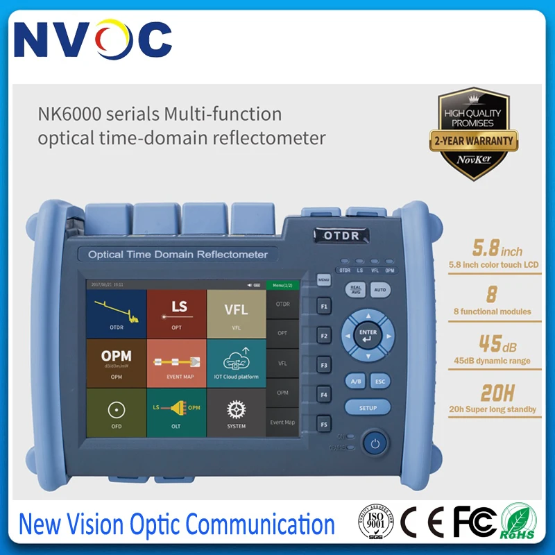 NK6000 850/1300/1310/1550nm 26/28/37/35dB Optic Fiber MM 80KM And SM&MM OTDR Tester With VFL OPM Light Source Event Map OLT
NK6000 850/1300/1310/1550nm 26/28/37/35dB Optic Fiber MM 80KM And SM&MM OTDR Tester With VFL OPM Light Source Event Map OLT