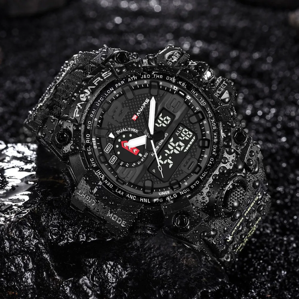 Two Place Multi Function Dual Display Pointer Luminous Sports Electronic Watch Digital Watch Fashion Outdoor saat erkekler F41
Two Place Multi Function Dual Display Pointer Luminous Sports Electronic Watch Digital Watch Fashion Outdoor saat erkekler F41