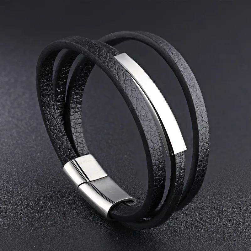 Simple Lether Bracelet Titanium Steel Multi-layer Leather Bracelet Magnetic Buckle Men Punk Jewelry
Simple Lether Bracelet Titanium Steel Multi-layer Leather Bracelet Magnetic Buckle Men Punk Jewelry