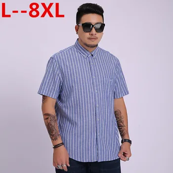 Plus 8XL 6XL 5XL Summer Men Casual Shirts Short sleeved linen Shirt Fashion Slim Cotton Striped Shirts Camisa Masculin easy care
Plus 8XL 6XL 5XL Summer Men Casual Shirts Short sleeved linen Shirt Fashion Slim Cotton Striped Shirts Camisa Masculin easy care