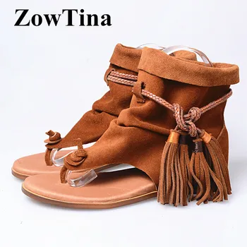 Women Brown Suede Flats Sandals Bohemian Fringe Ankle Strap Flip Flops Ladies Shoes Fashion Design Beach Summer Sandalias Shoes
Women Brown Suede Flats Sandals Bohemian Fringe Ankle Strap Flip Flops Ladies Shoes Fashion Design Beach Summer Sandalias Shoes