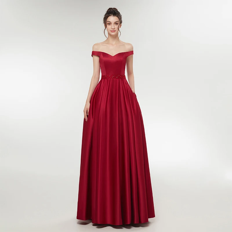 Simple Cheap Burgundy Nude Pink Evening Dresses Off The Shoulder Satin Formal Party Gowns Beaded Sashes vestido de festa Cheap
Simple Cheap Burgundy Nude Pink Evening Dresses Off The Shoulder Satin Formal Party Gowns Beaded Sashes vestido de festa Cheap