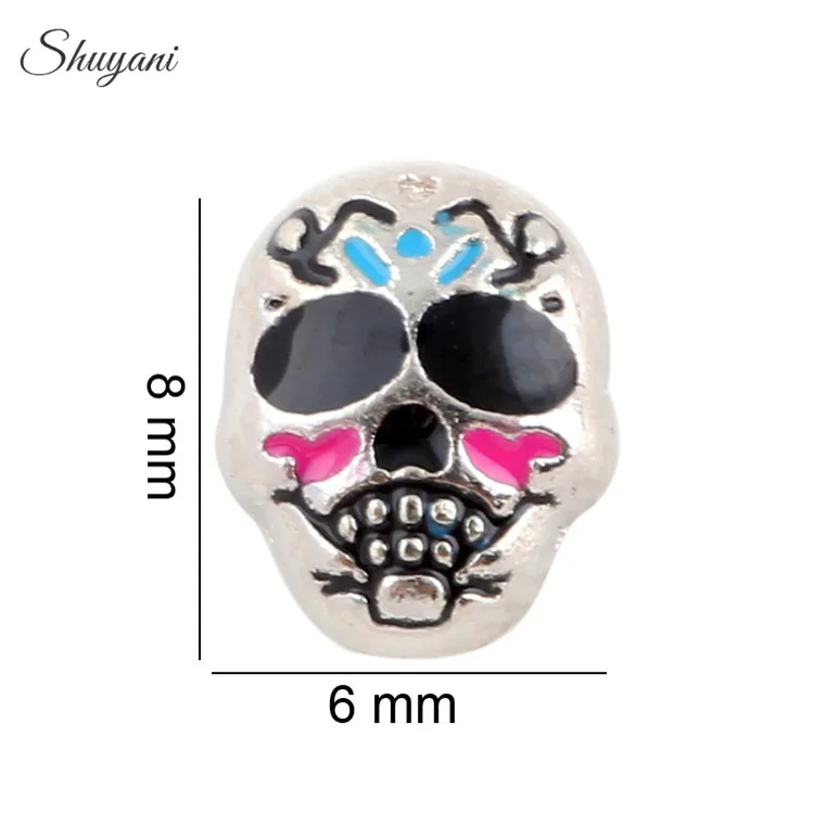 20pcs/lot Wholesale Silver Plated Enamel Skull Charm for Floating Living Memory Locket DIY Halloween Gifts
20pcs/lot Wholesale Silver Plated Enamel Skull Charm for Floating Living Memory Locket DIY Halloween Gifts