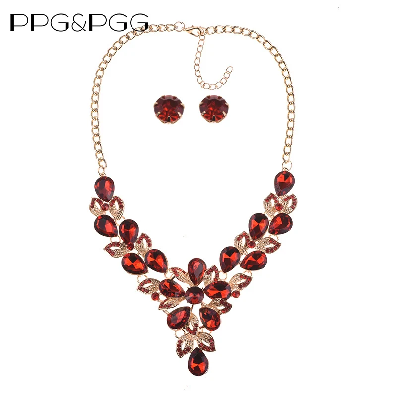 PPG&PGG Brand 2019 New Red Stones Jewelry For Women Wedding Bridal Rhinestone Statement Necklace
PPG&PGG Brand 2019 New Red Stones Jewelry For Women Wedding Bridal Rhinestone Statement Necklace