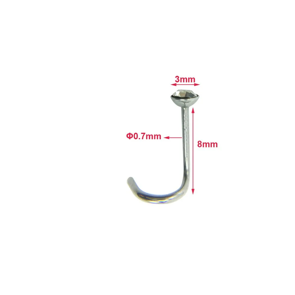 10pcs fashion women's 3mm nose studs rings stainless steel mixed colors piercing nose cheap body pircing jewelry free shipping size