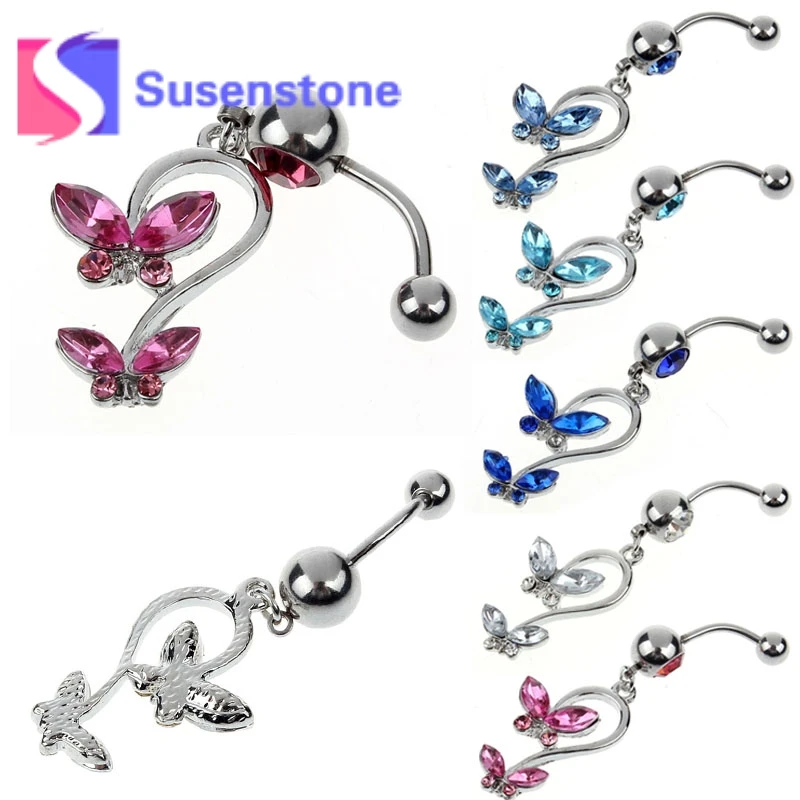 1pc Fashion Crystal Butterfly Dangle Belly Button Ring Bar Surgical Piercing Sexy Body Jewelry Womens Navel Piercing Wholesale
1pc Fashion Crystal Butterfly Dangle Belly Button Ring Bar Surgical Piercing Sexy Body Jewelry Womens Navel Piercing Wholesale