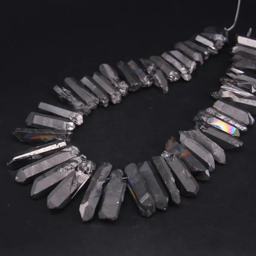 Top Drilled Gun Black Titanium Raw Crystal Point Beads,43-47pcs/strand,Natural Quartz Stick Spike Graduated Pendants Jewelry
Top Drilled Gun Black Titanium Raw Crystal Point Beads,43-47pcs/strand,Natural Quartz Stick Spike Graduated Pendants Jewelry