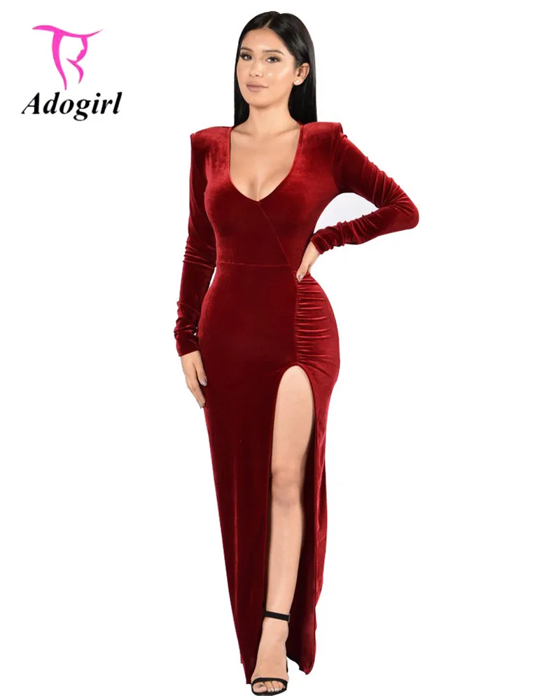 Adogirl 2017 Autumn New Fashion Women Velvet Evening Party Long Dresses Sexy Front Slit Long Sleeves Hips Packages Maxi Dresses
Adogirl 2017 Autumn New Fashion Women Velvet Evening Party Long Dresses Sexy Front Slit Long Sleeves Hips Packages Maxi Dresses