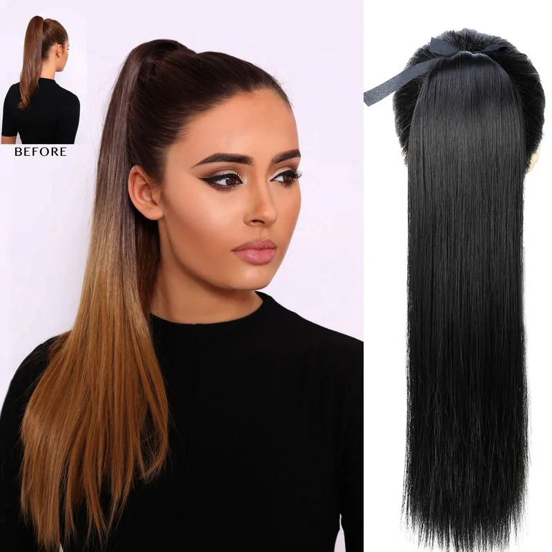 Black/Brown Long Straight Ponytail Hair Extension Tail Hairpiece Heat Resistance Synthetic Women's Hair HOUYAN
Black/Brown Long Straight Ponytail Hair Extension Tail Hairpiece Heat Resistance Synthetic Women's Hair HOUYAN