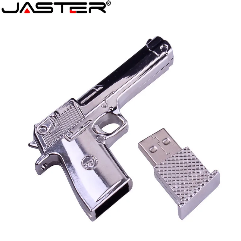 

JASTER Metal stainless steel pistol usb 2.0 thumb drive 4GB USB flash drive 8GB 16GB 32GB 64GB robot 5pcs free logo