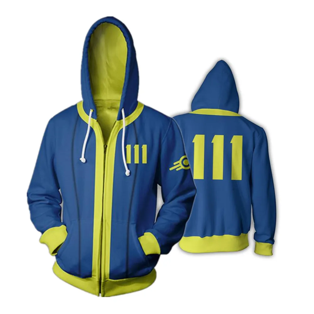 Fallout Casual Cool Hoodies Thin Full Zip Tops Funny Jacket Sweatshirt Coat Gift