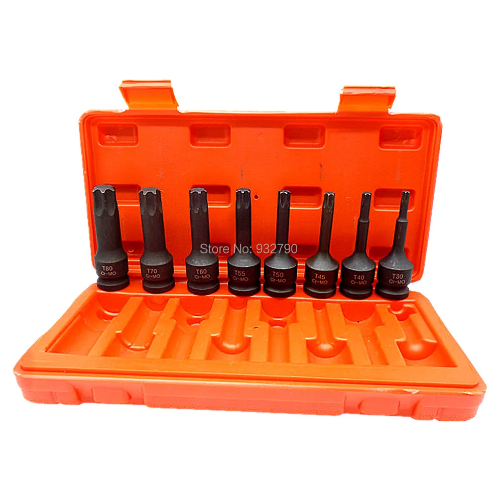 8pcs 1/2" DR Impact Spline Bit Socket Lentgh 78mm T30-T80 Torx Head T30 T40 T45 T50 T55 T60 T70 T80 for Pneumatic Manual wrenche
8pcs 1/2" DR Impact Spline Bit Socket Lentgh 78mm T30-T80 Torx Head T30 T40 T45 T50 T55 T60 T70 T80 for Pneumatic Manual wrenche