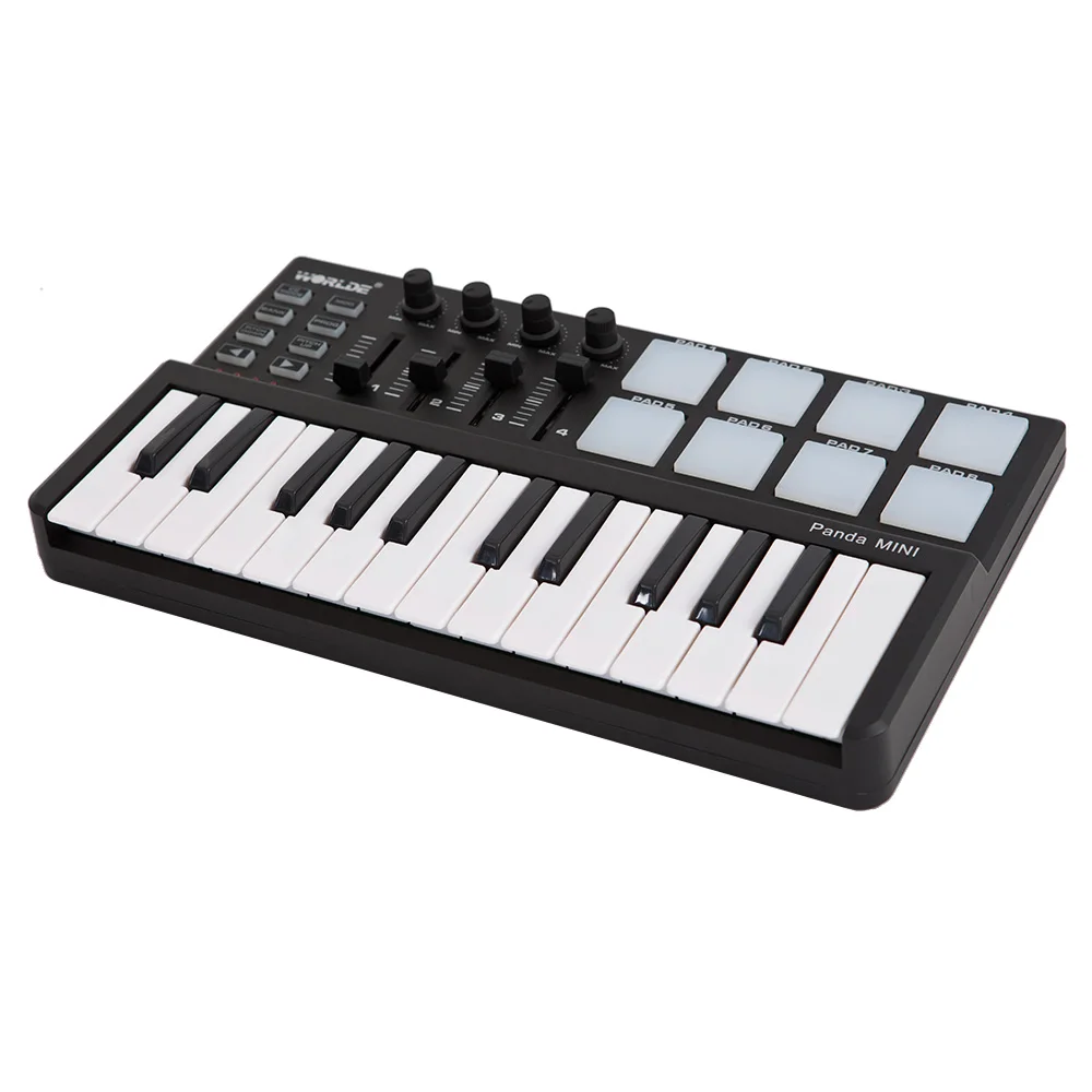 Worlde Panda midi keyboard Portable Mini 25-Key USB Keyboard and Drum Pad MIDI Controller
Worlde Panda midi keyboard Portable Mini 25-Key USB Keyboard and Drum Pad MIDI Controller