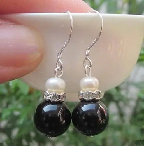 Hot sell Noble- Wholesale price 16new ^^^^Chic White Pearl 12mm Natural Black Agate 925 Sterling Silver Earrings
Hot sell Noble- Wholesale price 16new ^^^^Chic White Pearl 12mm Natural Black Agate 925 Sterling Silver Earrings