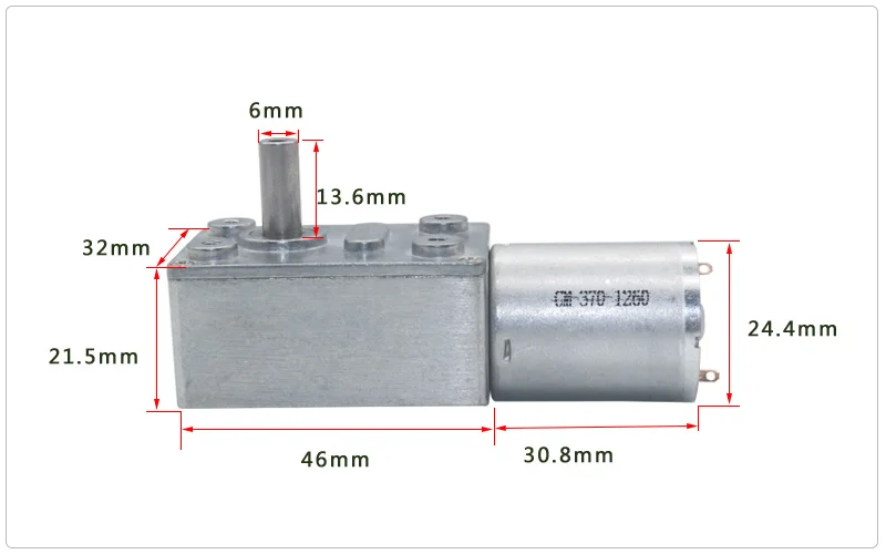 DC6V 12V 24V 0.6-200RPM Micro Worm Gear Reducer Motor with Metal Gearbox 32GZ370 