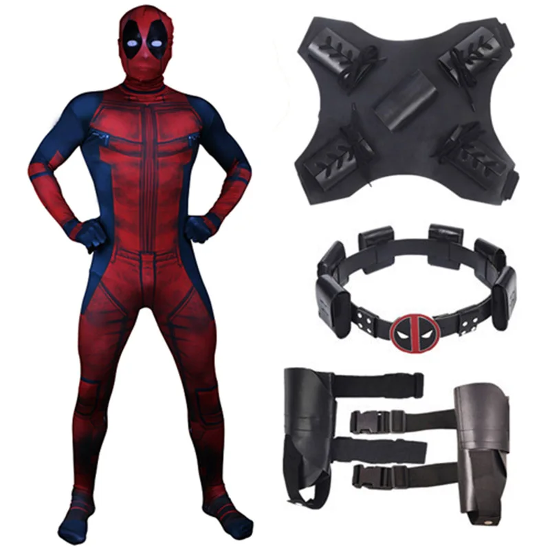 New Deadpool 2 Costume Adult Man Spandex Lycra Zentai Bodysuit Jumpsuits Halloween Cosplay Suit Belt Headwear Mask Sword holster
New Deadpool 2 Costume Adult Man Spandex Lycra Zentai Bodysuit Jumpsuits Halloween Cosplay Suit Belt Headwear Mask Sword holster