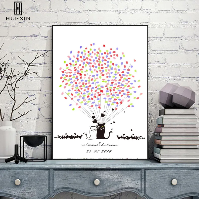 Cute White and Black Cats Sending Wishes for Weddings Anniversary Surrounded by Living Hearts DIY Fingerprint Guestbook Souvenir
Cute White and Black Cats Sending Wishes for Weddings Anniversary Surrounded by Living Hearts DIY Fingerprint Guestbook Souvenir