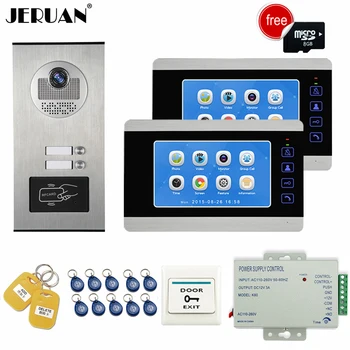 

JERUAN Apartment 7 inch Video Door Phone Doorbell Video/Voice Record Intercom system Kit HD RFID Access Camera For 2 Household