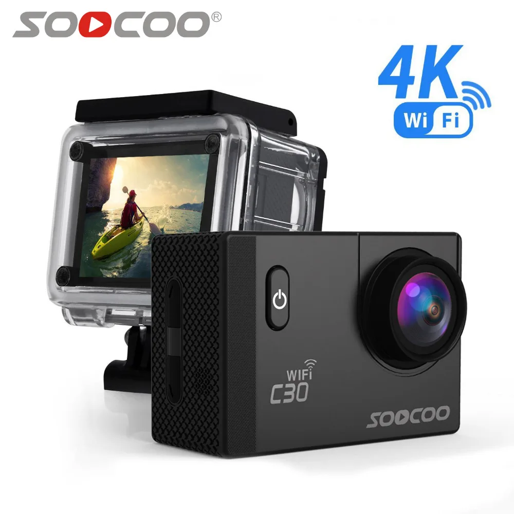 

SOOCOO C30 Action 4K Sports Camera Wifi Built-in Gyro Adjustable Viewing angles(70-170 Degrees) 2.0 LCD NTK96660 30M Waterproof