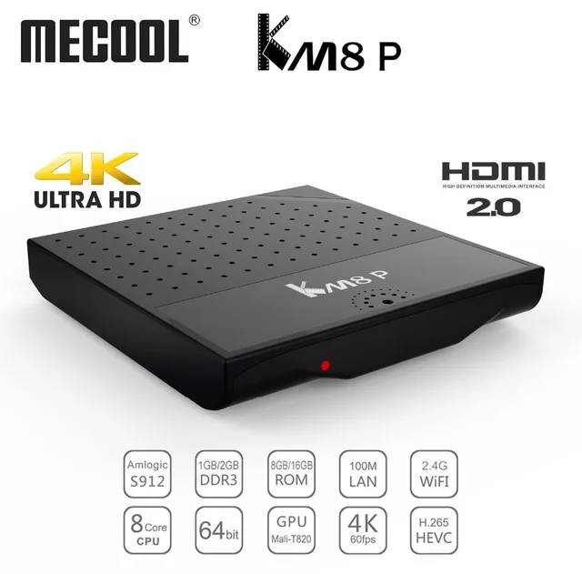 

KM8P Smart Android 7.1 TV Box Amlogic S912 Octa Core 1GB RAM 8GB ROM1000M LAN 4K Media Player 2.4G Wifi Hotspot KM8 P