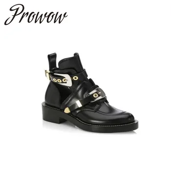 Prowow New Spring Autumn Round Toe Buckle Strap Motorcycle Boots Cutout Low Heel Autumn Boots Shoes Women 
Prowow New Spring Autumn Round Toe Buckle Strap Motorcycle Boots Cutout Low Heel Autumn Boots Shoes Women