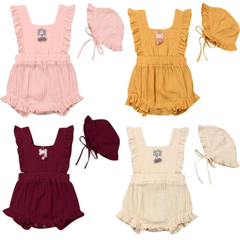 Toddler Baby Girls Clothing Sets 0-24M Ruffles Sleeveless Cotton Tank Romper Sun Hat 2Pcs Solid Baby Girl Outfits
Toddler Baby Girls Clothing Sets 0-24M Ruffles Sleeveless Cotton Tank Romper Sun Hat 2Pcs Solid Baby Girl Outfits