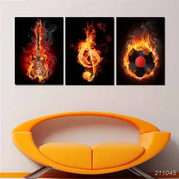 3 Panels Wall Art Decorative Painting Paint On Canvas Prints Black And Yellow Burning Guitar Musical Note Pictures Home Decors
3 Panels Wall Art Decorative Painting Paint On Canvas Prints Black And Yellow Burning Guitar Musical Note Pictures Home Decors