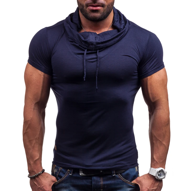 

Men's Casual Slim Fit Tight Polos Trendy Basic Summer Short Polos Men Turtleneck Hip pop Unique Desine POLO shirts Man Gray