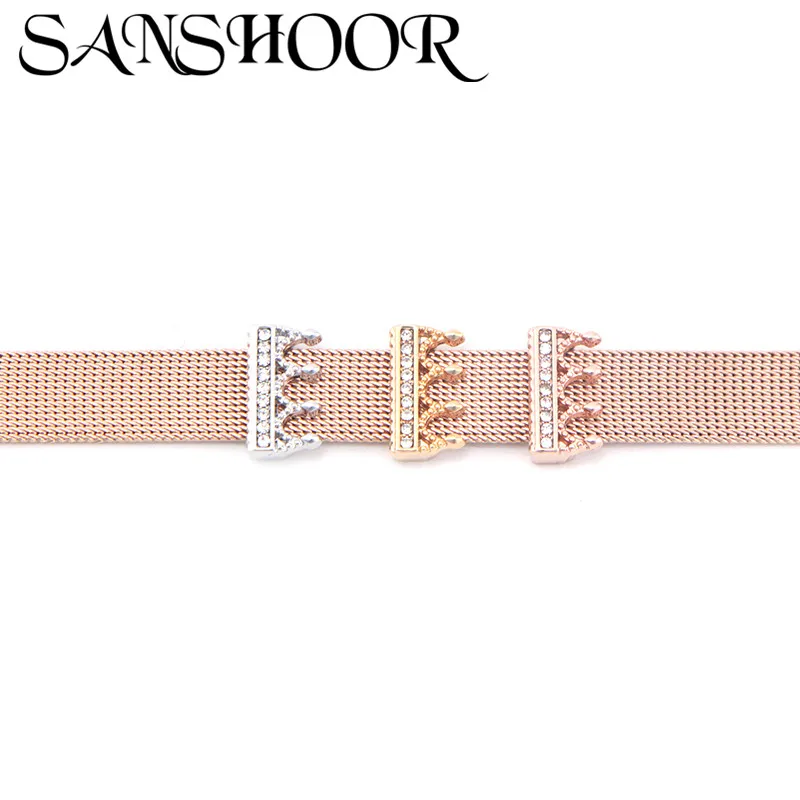 SANSHOOR Jewelry Crystal Rhinestone Crown Slide Charms Fit 10mm Stainless Steel Mesh Bracelet for Women DIY Accessories Making
SANSHOOR Jewelry Crystal Rhinestone Crown Slide Charms Fit 10mm Stainless Steel Mesh Bracelet for Women DIY Accessories Making