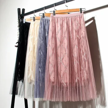 Summer Skirts Womens Elastic High Waist Beading Embroidery Mesh Tulle Skirt 2020 Sping Fashion Women Midi Long Pleated Skirt
Summer Skirts Womens Elastic High Waist Beading Embroidery Mesh Tulle Skirt 2020 Sping Fashion Women Midi Long Pleated Skirt