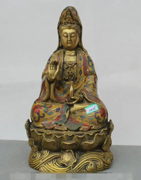 S02214 10" Chinese Cloisonne Bronze Gilt Seat Lotus Kwan-yin Guan Yin Goddess Statue B0403
S02214 10" Chinese Cloisonne Bronze Gilt Seat Lotus Kwan-yin Guan Yin Goddess Statue B0403