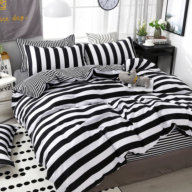 3/4pcs Quality Black White Stripe Printing Textile Bedding Set Include Duvet Cover&Sheets&Pillowcases Comfortable Home Bed Set
3/4pcs Quality Black White Stripe Printing Textile Bedding Set Include Duvet Cover&Sheets&Pillowcases Comfortable Home Bed Set