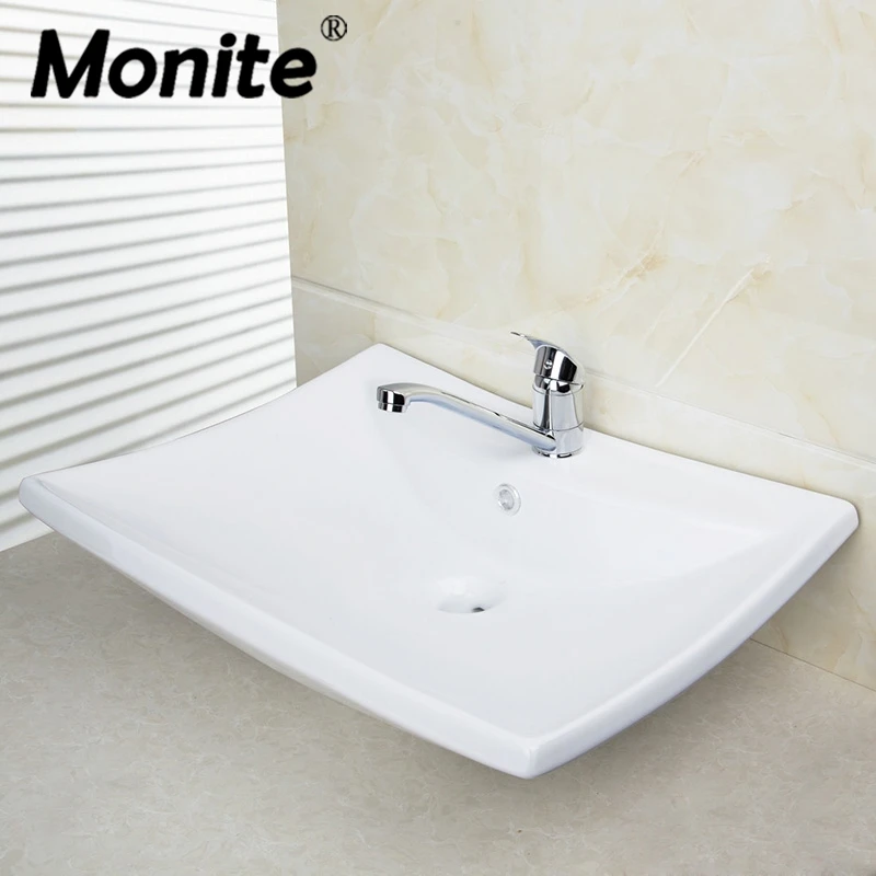 Monite White Bathroom Sink Ceramic WashBasin Countertop Basin sink Set Chrome Brass Stainless Steel Faucet Mixer Tap
Monite White Bathroom Sink Ceramic WashBasin Countertop Basin sink Set Chrome Brass Stainless Steel Faucet Mixer Tap