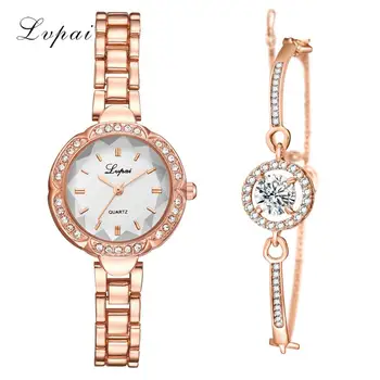 2 PCS set Lvpai Watch Women Rose Gold Diamond Bracelet Watch Luxury Jewelry Ladies Female Girl Hour Casual Quartz Wristwatches
2 PCS set Lvpai Watch Women Rose Gold Diamond Bracelet Watch Luxury Jewelry Ladies Female Girl Hour Casual Quartz Wristwatches