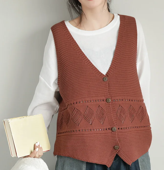 2019 Autumn Vests Spring Women Casual Solid Color Hollow out Single Breasted V-Neck COllar Full Sleeveless Female Knit Vests
2019 Autumn Vests Spring Women Casual Solid Color Hollow out Single Breasted V-Neck COllar Full Sleeveless Female Knit Vests