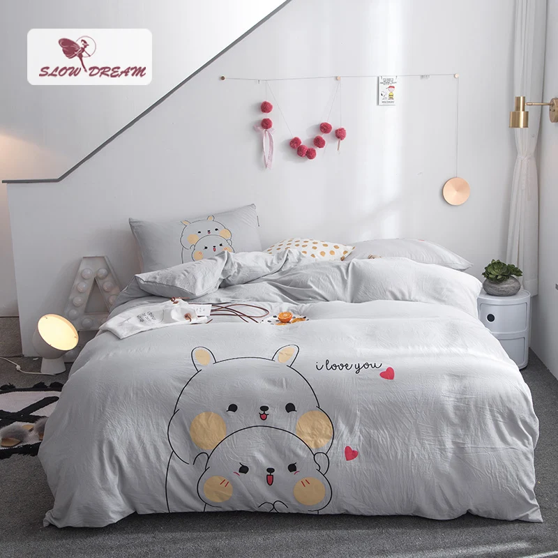SlowDream Friend Bedding Set Cartoon Bed Linens Cotton Gray Flat Sheet Pillowcase Duvet Cover Set Bedspread Decor Home Textiles
SlowDream Friend Bedding Set Cartoon Bed Linens Cotton Gray Flat Sheet Pillowcase Duvet Cover Set Bedspread Decor Home Textiles