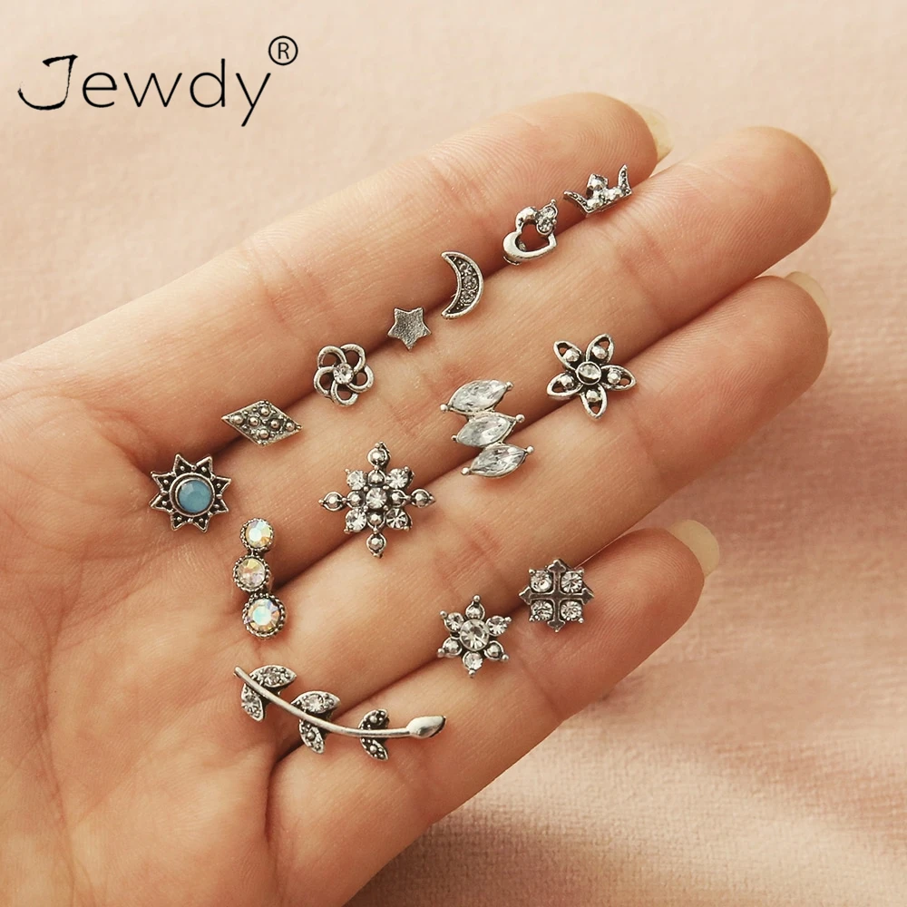 14 Pcs/set Bohemian Moon Star Sun Heart Flower Crown Crystal Stud Earrings Set for Women 2019 Fashion Earring Boucle d'oreille
14 Pcs/set Bohemian Moon Star Sun Heart Flower Crown Crystal Stud Earrings Set for Women 2019 Fashion Earring Boucle d'oreille