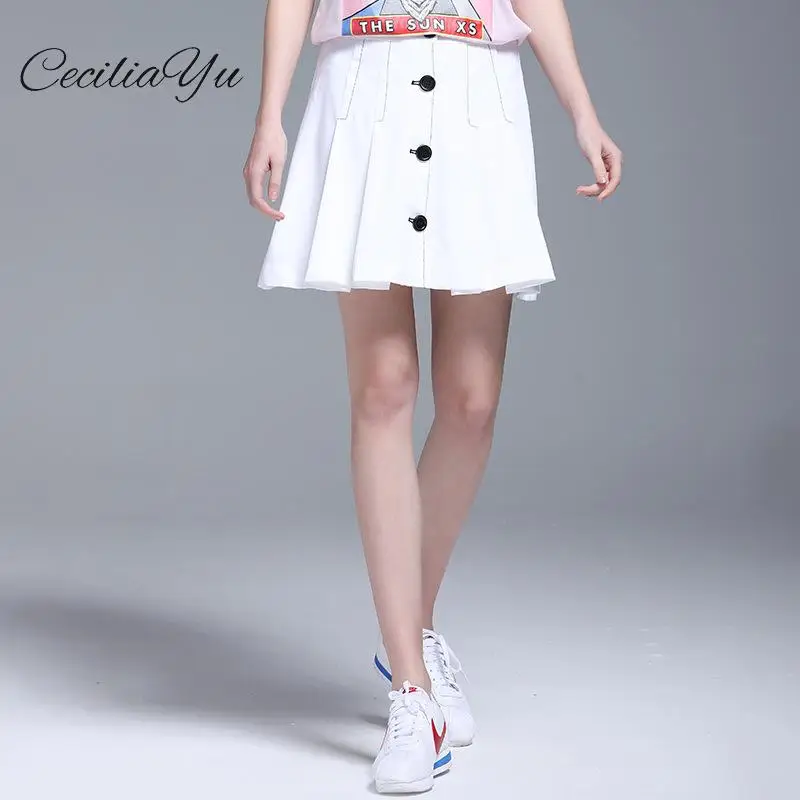 Skirts Womens 2019 Ceciliayu New One-piece Button Decoration Hit Color Line Single-row Button A-word Skirt Pleated Short Skirt
Skirts Womens 2019 Ceciliayu New One-piece Button Decoration Hit Color Line Single-row Button A-word Skirt Pleated Short Skirt