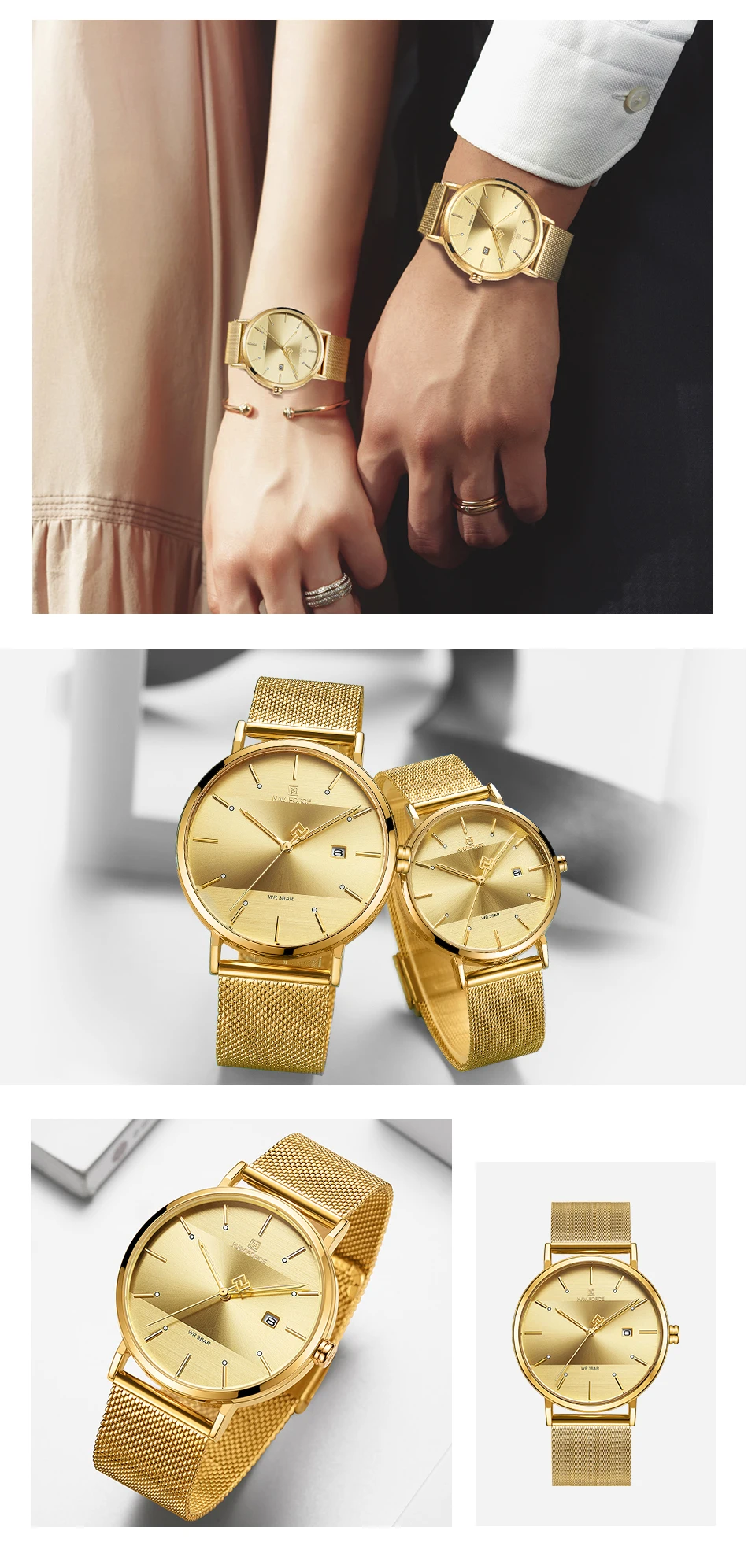 NAVIFORCE Mesh steel Couple Watch