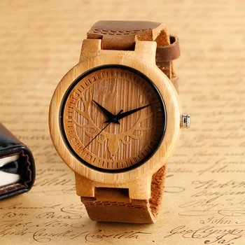 Fashion Elegant Deer Head Nature Wood Quartz Watch Brown Genuine Leather Band Strap Women Men Bamboo Elk Carving Casual
Fashion Elegant Deer Head Nature Wood Quartz Watch Brown Genuine Leather Band Strap Women Men Bamboo Elk Carving Casual