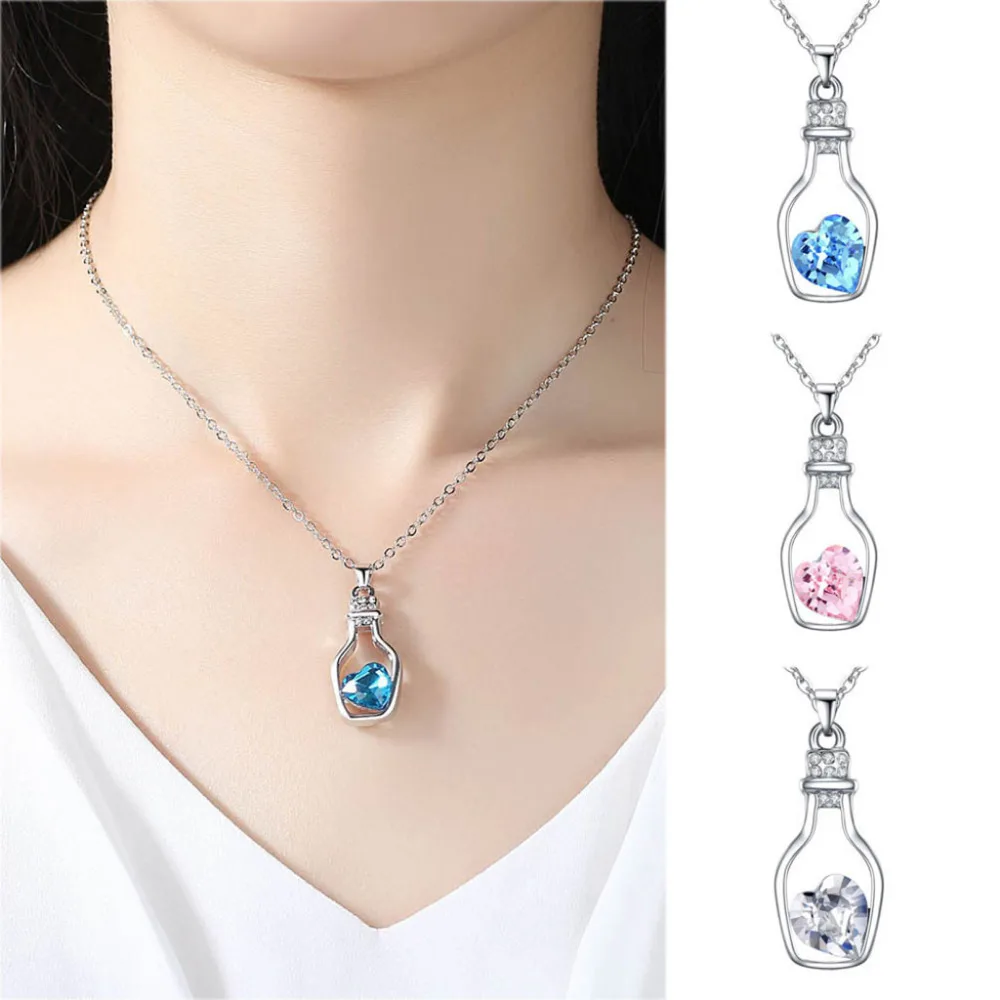 High Quality Stylish Wild Necklace Personality Women Secrets Drift Bottle Necklace Austria Crystal Heart Necklace for Lady L0323
High Quality Stylish Wild Necklace Personality Women Secrets Drift Bottle Necklace Austria Crystal Heart Necklace for Lady L0323