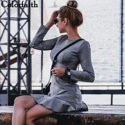 Женское замшевое платье с оборками