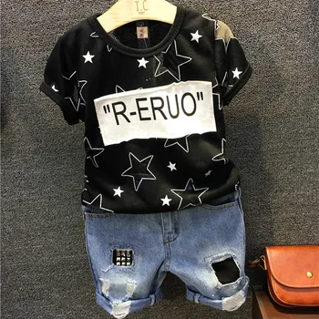 DFXD 2018 Summer Kids Clothes Set New Fashion Black Short Sleeve Star Print Letter Patch T-Shirt+Jeans Pant 2pc Toddler Boy Set
DFXD 2018 Summer Kids Clothes Set New Fashion Black Short Sleeve Star Print Letter Patch T-Shirt+Jeans Pant 2pc Toddler Boy Set