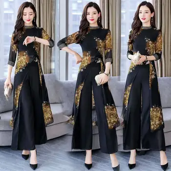 2019 New Summer Clothes Fashional Elegant Chinese Style Women Two-piece-sets Improved Cheongsam Style Wide-leg, A258
2019 New Summer Clothes Fashional Elegant Chinese Style Women Two-piece-sets Improved Cheongsam Style Wide-leg, A258