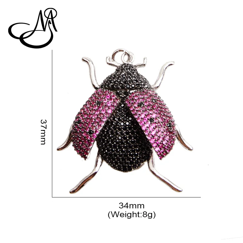 Yiman Mixed Color CZ Micro Pave Big&Small Beetle Insect Jewelry For Women Fashion Necklace Gift PEI8104 | Украшения и
