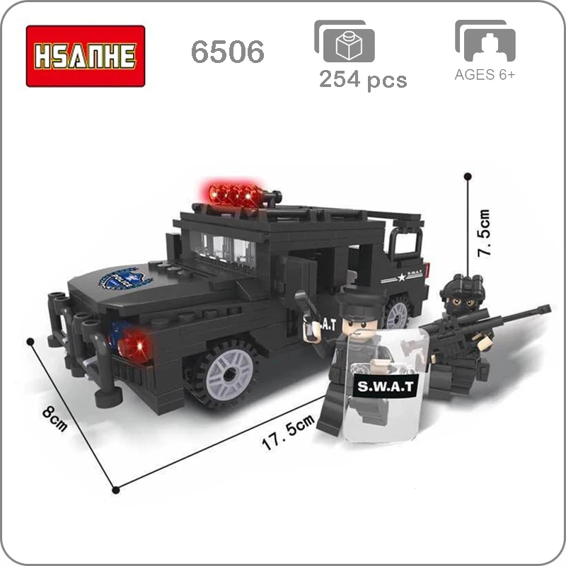 HSANHE 6506 Military Army Ploice SWAT Hummer Jeep Car 3D Model Bricks Blocks DIY Assembly Mini Building Toy Fit Legoings Gift
HSANHE 6506 Military Army Ploice SWAT Hummer Jeep Car 3D Model Bricks Blocks DIY Assembly Mini Building Toy Fit Legoings Gift