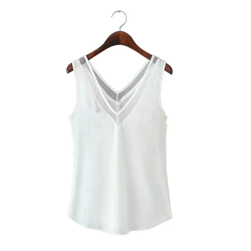 Laamei Sexy Sleeveless Mesh Patchwork Women Tank Solid V Neck White Black Crop Top Streetwear Loose Ladies Women Top Vest
Laamei Sexy Sleeveless Mesh Patchwork Women Tank Solid V Neck White Black Crop Top Streetwear Loose Ladies Women Top Vest