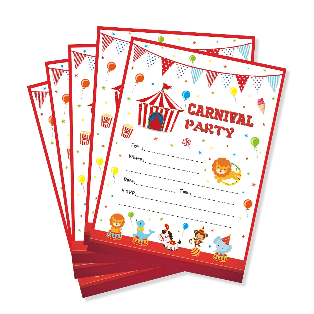 Carnival Theme Kids Birthday Party Favors Carnival Circus Party Invitations Cards Cartoon Animals Invitation Party Decorations
Carnival Theme Kids Birthday Party Favors Carnival Circus Party Invitations Cards Cartoon Animals Invitation Party Decorations