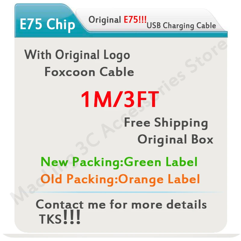 10pcs AAAAA 1m/3FT E75 Chip OD 3.0mm Data USB Sync Charger Cable For iPhone X XS XR XS Max 8 7 SE 5 5S 6 6s plus for Foxconn
10pcs AAAAA 1m/3FT E75 Chip OD 3.0mm Data USB Sync Charger Cable For iPhone X XS XR XS Max 8 7 SE 5 5S 6 6s plus for Foxconn