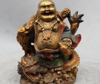 6" China Buddhist Pure Bronze Happy Laugh Maitreya Buddha RuYi drago Seat Statue
6" China Buddhist Pure Bronze Happy Laugh Maitreya Buddha RuYi drago Seat Statue
